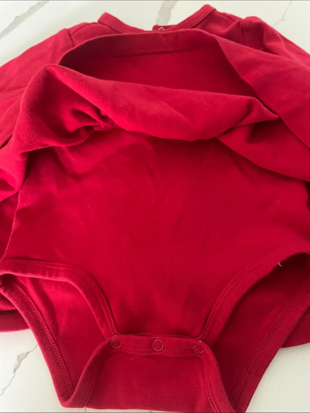 Primary Red Long-Sleeve Baby One-Piece Dress